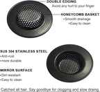 1.75" Bathtub Drain Strainers, Shower Drain Hair Catchers, Stainless Steel - Image 3
