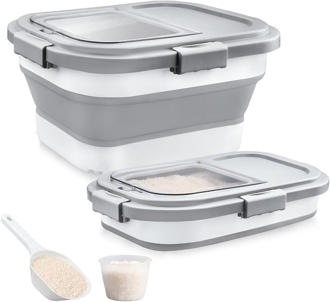 Rice Storage Container, Collapsible Airtight Food Storage Containers 6-20 Lbs by Komzon