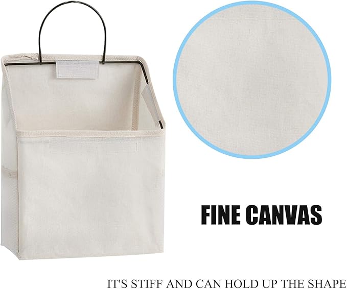 QULSE 2 Pcs Wall-Hanging Storage Bags, Desktop Organizer Basket Cotton Linen - Image 5