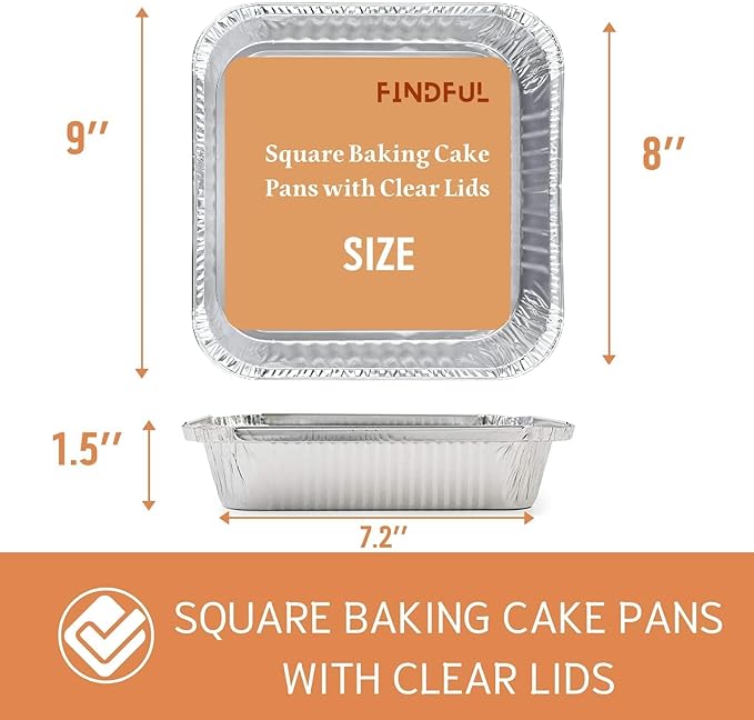 8x8 Aluminum Pans with Clear Plastic Lids - Image 2