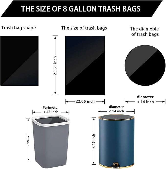 8 Gallon Trash Bags 120 Count Black Drawstring Garbage Bags - Image 2