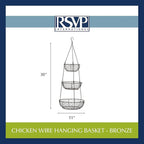 RSVP International Hanging Storage Collection 3-Tier Baskets, Bronze Chicken - Image 7