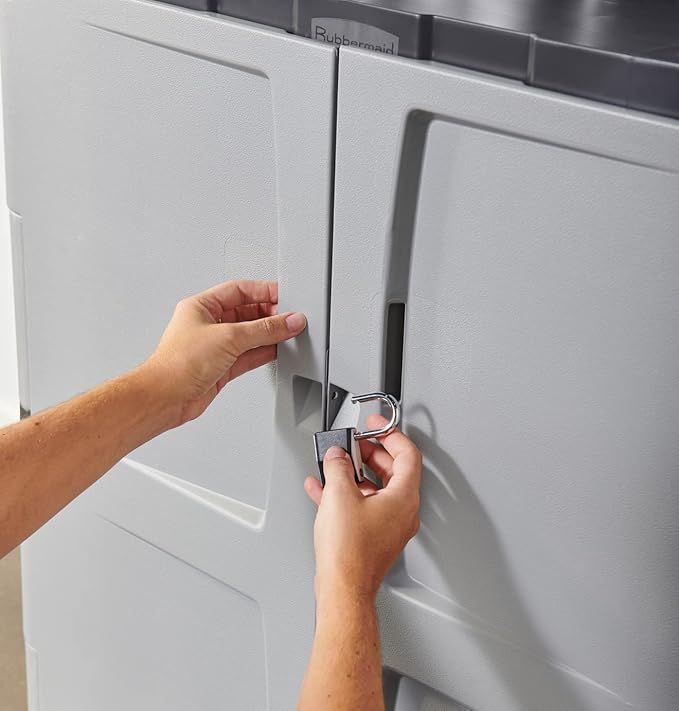 Rubbermaid Freestanding Storage Cabinet with Doors 18"D x 36"W x 37"H Medium Gray/Black Two-Shelf Lockable Cabinet for Indoor/Outdoor/Garage Storage for Garden Tools/Lawn Care Accessories - Image 10
