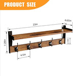 Coat Rack with Wall Mount, 23 Inch Long Entryway Wall Shelf with Hooks - Image 4