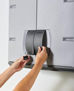 Rubbermaid Wall Mounted Storage Cabinet with Doors 150-Pound Capacity Gray Lockable Three-Shelf Cubbard for Tools/Car Accessories/Cleaning in Home/Garage/Outdoor Areas - Image 5