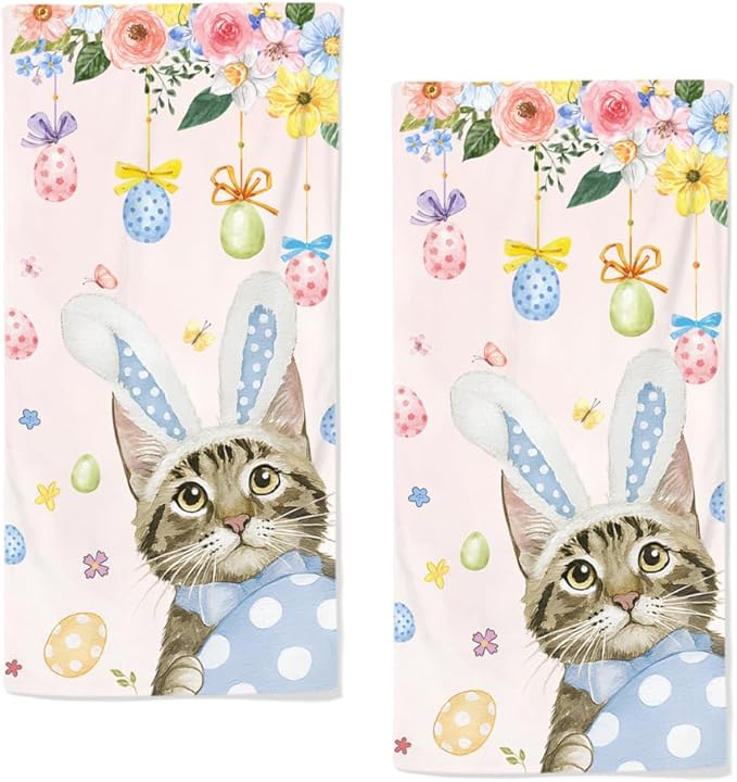 Easter Hand Towels, 28.7X 13.7 Inch Floral Spring Towels Soft Decorative Easter by qiuhuang