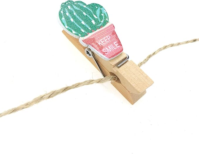 Bitray Mini Wooden Clothespins Cute Cactus Wooden Clips Multi-Function Photo - Image 6