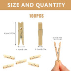 KIMOBER 1.77Inch Wooden Clothespins, Sturdy Natural Wooden Craft Peg Pins Clips - Image 2
