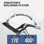 Zero Gravity Chair Set of 4 Oversized Folding Recliner, Padded Anti Gravity Lounge Chair with Adjustable Pillow & Cup Holder for Outdoor Camping, Patio, Poolside, Lawn (Black & Blue) - Image 4