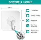 30 Pack Wall Heavy Duty 13lb Self Adhesive Hooks Waterproof Oilproof Hanging - Image 6