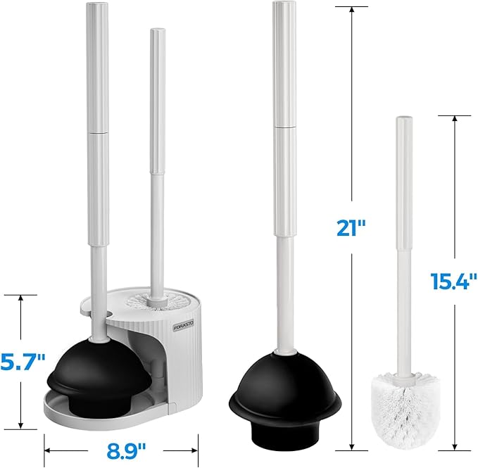 2Pack 2 in 1 Toilet Plunger and Brush Set, Extended Handle Plunger, Toilet Bowl - Image 6