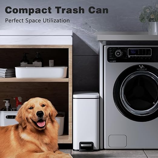 Slim Bathroom Trash Can with Lid Soft Close, 1.6 Gallon Stainless Steel Garbage - Image 6