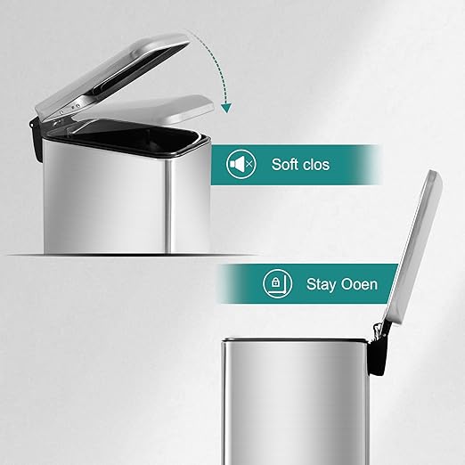 Small Bathroom Trash Can with Lid, 1.3 Gallon Stainless Steel Trash Can with - Image 7