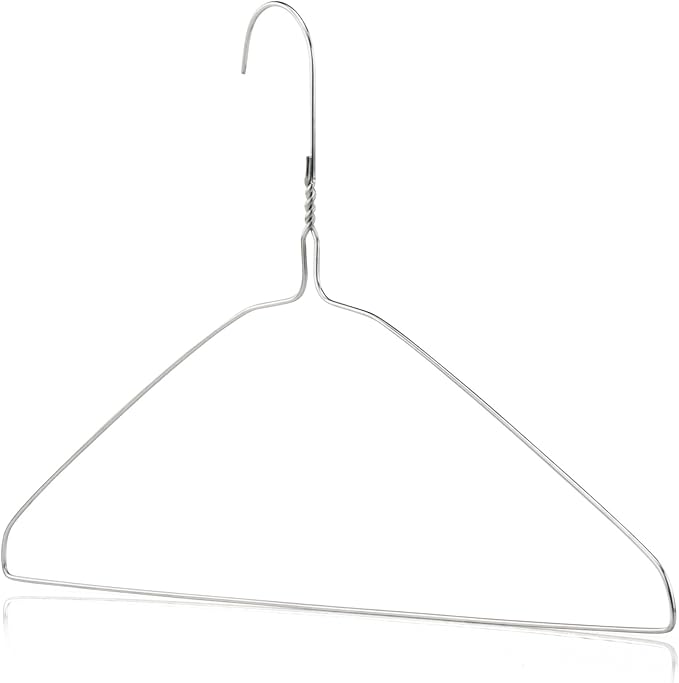 HANGERWORLD Silver Metal Wire Clothes Hangers 16inch 13 Gauge Clothes Garment - Image 2