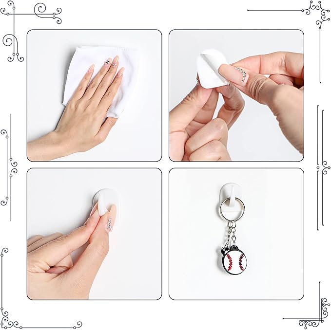 Jetec 60 Pieces White Adhesive Wall Hooks Reusable Seamless Hooks - Image 3
