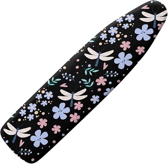 Dragonfly Flowers Ironing Board Cover Thick Soft Ironing Board Protector by Psesaysky