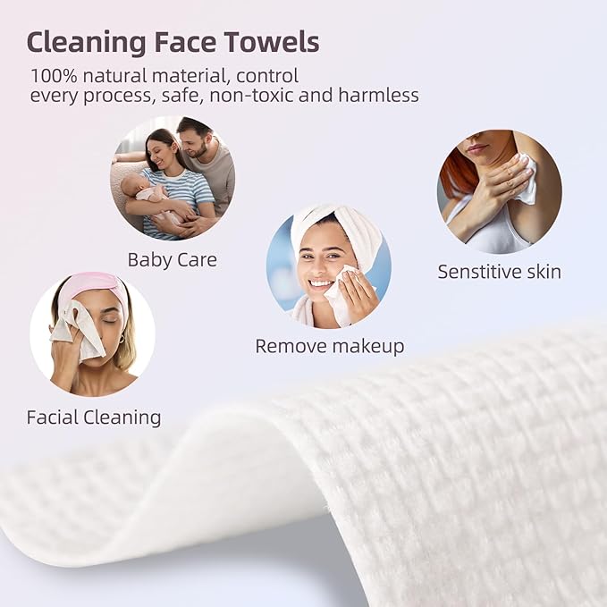 Disposable Face Towels XL, Viscose Biodegradable Large Dry Wipes, Super Soft & - Image 3