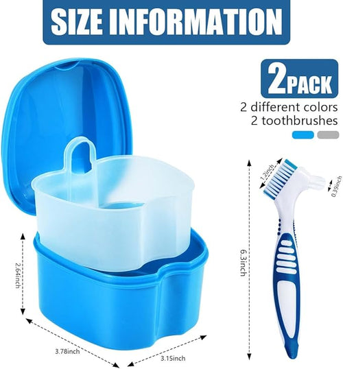 2 Pack Denture Bath Case Cup Box Holder Storage Container - Image 2