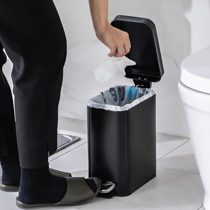 Home Zone Living 1.3 Gallon Small Bathroom Trash Can - Image 5