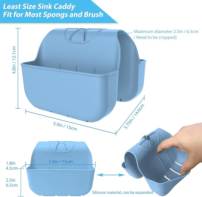 Sponge Holder for Kitchen Sink, Silicone Sink Saddle Caddy Organizer Rack - Image 2