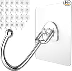 Large Adhesive Hooks 24-Pack, Heavy Duty 44lb Wall Hooks by Latoxcaa-SpaceMaster