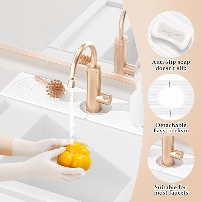 Faucet Mat for Kitchen Sink, 15.7" Quick Absorbent Diatomite Fast Drying Stone - Image 3