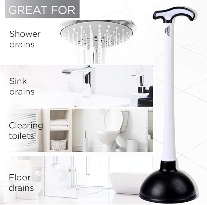 Fuller Brush Toilet Bowl Plunger – Heavy Duty Rubberized Pistol Grip Handle – - Image 3