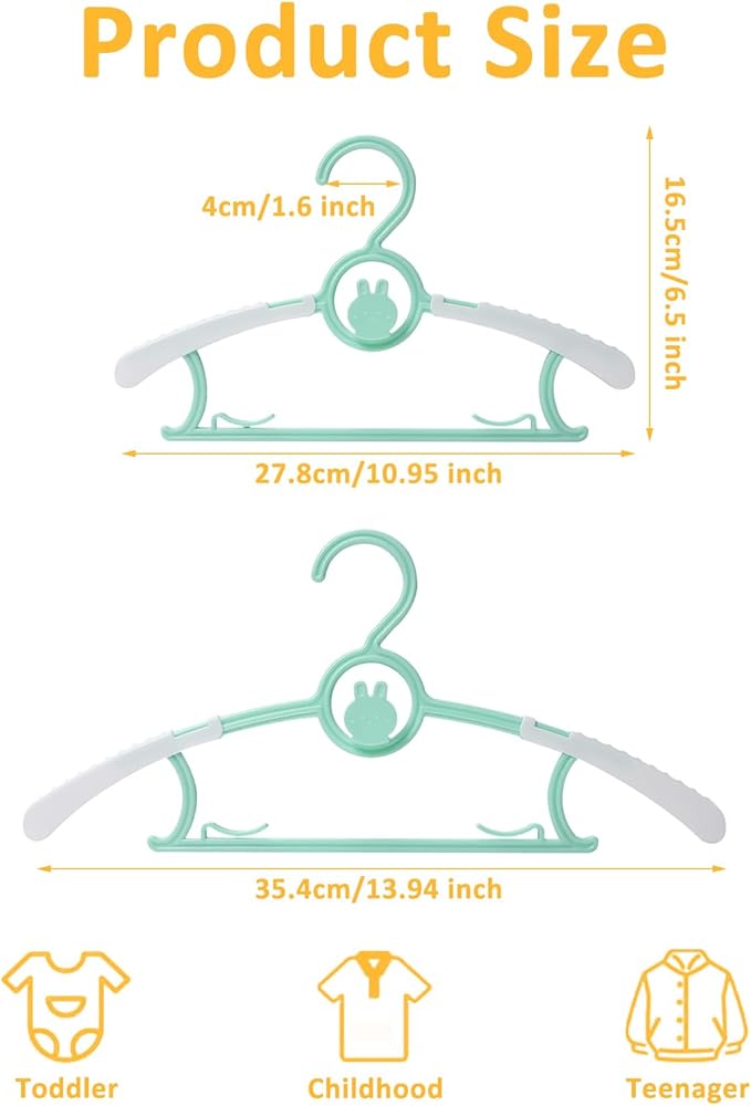 30 Pack Baby Hangers, Non-Slip Kids Hangers, Space Saving Plastic Hanger - Image 2