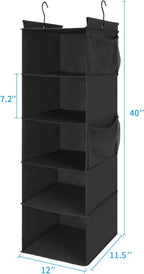 MAX Houser 5-Shelf Hanging Closet Organizer, Space Saver, Cloth Hanging Shelves - Image 3