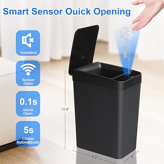 Bathroom Touchless Trash Can 2.2 Gallon Smart Automatic Motion Sensor Rubbish - Image 4
