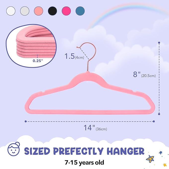 HOUSE DAY Velvet Kids Hangers 120 Pack, Premium Children Hangers - Image 7