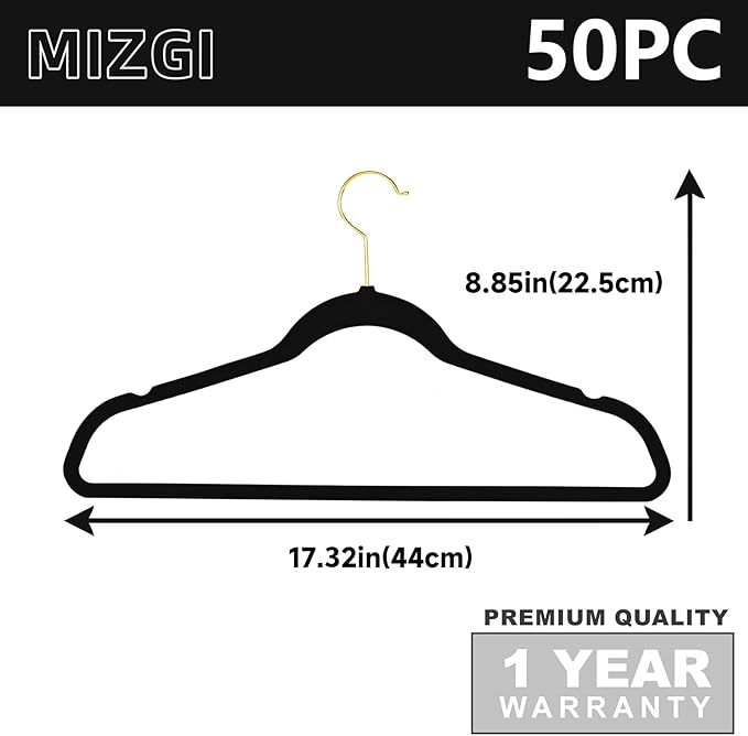 MIZGI Premium Velvet Hangers Pack 50 Pcs Heavyduty - Image 6