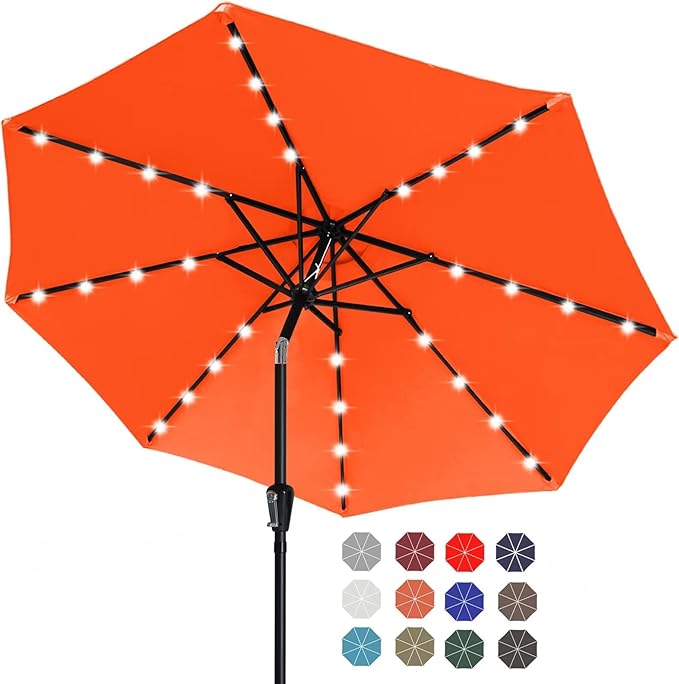 ABCCANOPY Durable Solar Led Patio Umbrellas with 32LED Lights 7.5FT (Orange) by ABCCANOPY