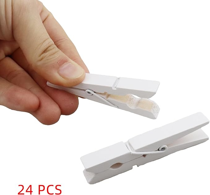 HEEHEE 24 PCS 2.83 Inch White Wooden Clothespins Strong Spring Grip Durable - Image 5