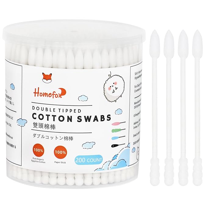 White Cotton Swabs Spiral Pointed by HOMEFOX