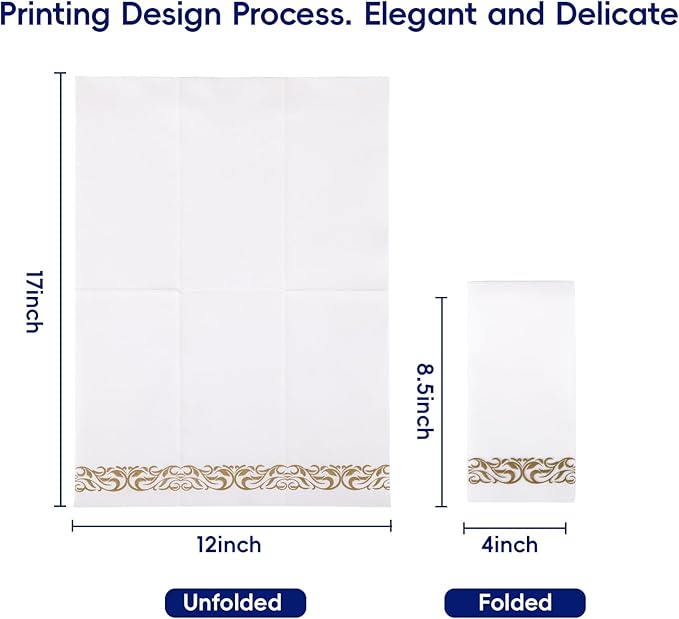 JOLLY CHEF 100 Disposable Hand Towels, Soft and Absorbent Linen Feel Dinner - Image 2