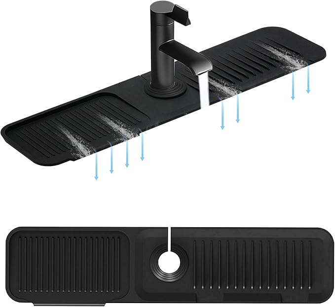 5° Slope Kitchen Sink Faucet Mat, Kitchen Sink Splash Guard, Silicone Material by DTXIAQIAO