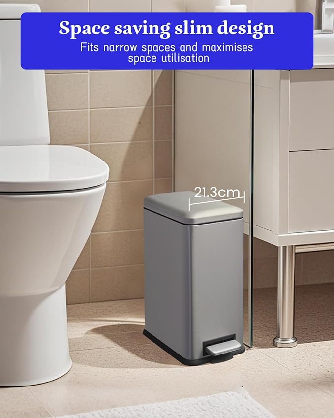 Bathroom Trash Can with Lid, 16.7L/ 4.4 Gallon Trash Can with Removable Inner - Image 3