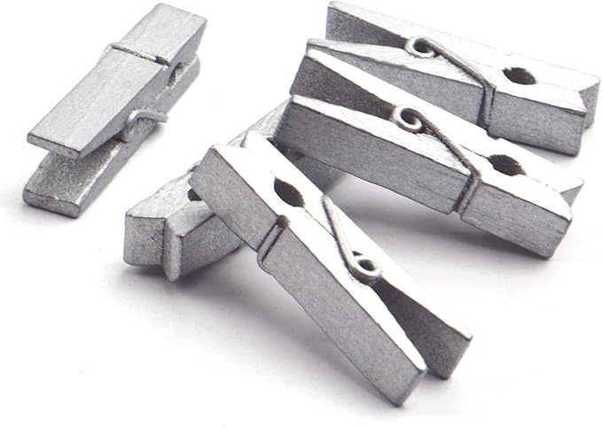Jdesun 50 Pieces Photo Clips, Mini Silver Wooden Picture Paper Clip Clothespins - Image 5