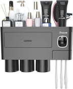 iHave Toothbrush Holders for Bathrooms, 3 Cups Toothbrush Holder Wall Mounted - Image 3