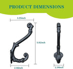 4 Pack Cast Iron Wall Hooks Antique Vintage Rustic Farmhouse Coat Hooks - Image 4