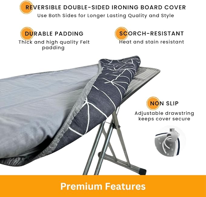 SAVUK Ironing Board Cover and Pad Dual Side X2 Lifetime Double Using Heavy Duty - Image 2