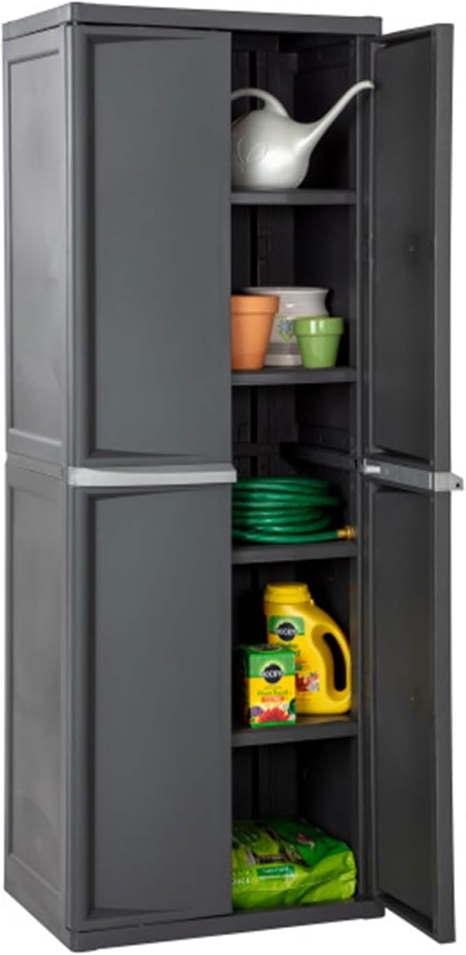 Sterilite 2-Pack 4 Shelf Cabinet, Lockable Utility Storage w/Adjustable Shelves, Gray - Plastic Shelving Unit for Organizing Garage, Pantry, Basement, Laundry Room or Mudroom - Image 7