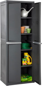 Sterilite 4 Shelf Cabinet, Lockable Utility Storage w/ Adjustable Shelves, Gray - Plastic Shelving Unit for Organizing Garage, Pantry, Basement, Laundry Room or Mudroom - Image 8