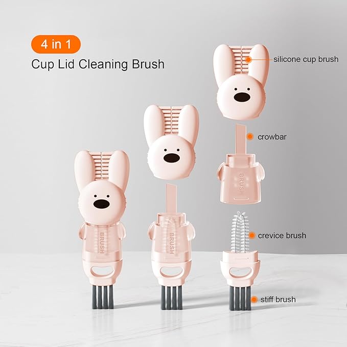 4 in 1 Cup Lid Cleaning Brush, 3 in 1 Bottle Brush, Cup Crevice Cleaning Tools - Image 5