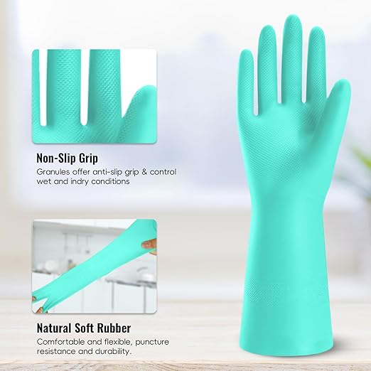 KAQ Rubber Cleaning Gloves for Dishwashing: 4 Pairs Colorful Reusable Kitchen - Image 2