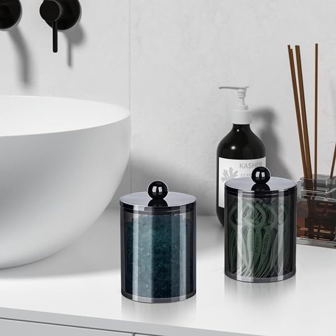 2 Pack Qtip Holder, Canister Apothecary Jar Set, Bathroom Jars - Image 6