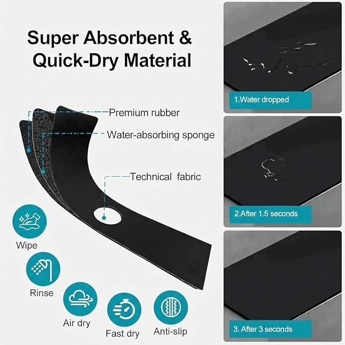 33" Lx5.5 W Long Kitchen Sink Faucet Mat: Customizable Black Splash Guard - Image 6