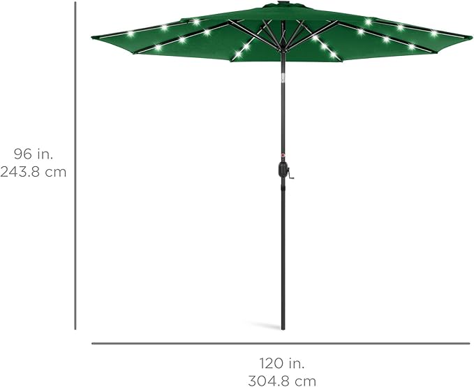Best Choice Products 10ft Solar Polyester LED Lighted Patio Umbrella w/Tilt Adjustment and UV-Resistant Fabric - Image 7