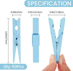50PCS Colored Wooden Clothespins, 2.9inch Blue Clothes Pins - Image 7